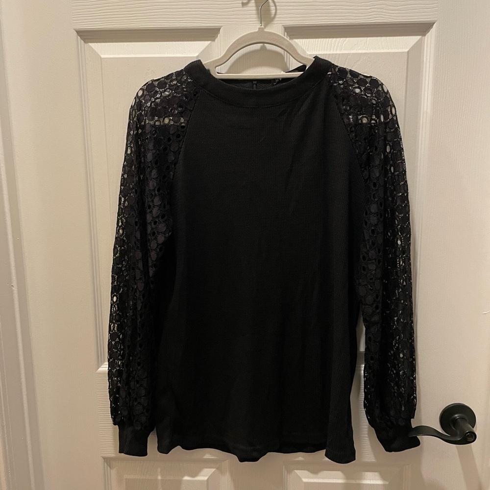 Elegant Black Lace Sleeve Top